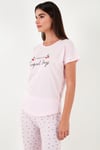 Lela Regular Fit Bisiklet Yaka Kısa Kollu Pijama Takım Bayan Pijama Takımı 6097310 PEMBE