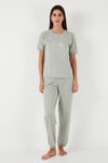Lela Regular Fit Bisiklet Yaka Kısa Kollu Bayan Pijama Takımı 65790130 ELMA YEŞİLİ