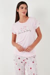 Lela Regular Fit Bisiklet Yaka Kısa Kollu Pijama Takım Bayan Pijama Takımı 6097310 TOZ PEMBE
