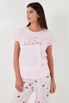 Lela Regular Fit Bisiklet Yaka Kısa Kollu Pijama Takım Bayan Pijama Takımı 6097310 TOZ PEMBE