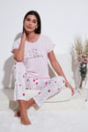 Lela Regular Fit Bisiklet Yaka Kısa Kollu Pijama Takım Bayan Pijama Takımı 6097310 TOZ PEMBE
