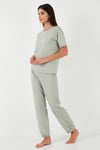 Lela Regular Fit Bisiklet Yaka Kısa Kollu Bayan Pijama Takımı 65790130 ELMA YEŞİLİ