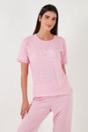 Lela Regular Fit Bisiklet Yaka Kısa Kollu Bayan Pijama Takımı 65790130 PUDRA