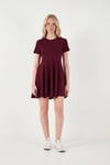 Lela Regular Fit Bisiklet Yaka Pileli Mini Bayan Elbise 5866342 BORDO