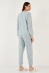 Lela Regular Fit Bisiklet Yaka Polar Bayan Pijama Takımı 6571007 MİNT