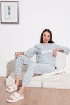 Lela Regular Fit Bisiklet Yaka Polar Bayan Pijama Takımı 6571007 MİNT