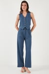 Lela Regular Fit Bol Paça Yelekli Kadın Takım 67045162S4 İNDİGO