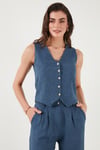 Lela Regular Fit Bol Paça Yelekli Kadın Takım 67045162S4 İNDİGO