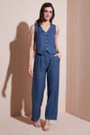 Lela Regular Fit Bol Paça Yelekli Kadın Takım 67045162S4 İNDİGO