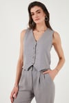 Lela Regular Fit Bol Paça Yelekli Kadın Takım 67045162S4 GRİ