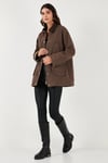 Lela Regular Fit Ceket Yaka Kadife Ekose Astarlı Ceket Bayan Mont 6810330 KAHVE