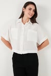 Lela Regular Fit Cep Detaylı Kısa Kollu Bayan Gömlek 6778568 BEYAZ