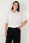 Lela Regular Fit Cep Detaylı Kısa Kollu Bayan Gömlek 6778568 BEYAZ