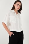 Lela Regular Fit Cep Detaylı Kısa Kollu Bayan Gömlek 6778568 BEYAZ