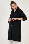 Lela Regular Fit Çıkarılabilir Kapüşonlu İnce Mevsimlik Bayan Mont 497SEZEN SİYAH