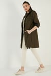Lela Regular Fit Çıkarılabilir Kapüşonlu İnce Mevsimlik Bayan Mont 497SEZEN HAKİ