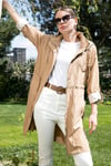 Lela Regular Fit Çıkarılabilir Kapüşonlu İnce Mevsimlik Bayan Mont 497SEZEN CAMEL
