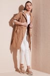 Lela Regular Fit Çıkarılabilir Kapüşonlu İnce Mevsimlik Bayan Mont 497SEZEN CAMEL