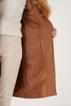 Lela Regular Fit Çıkarılabilir Suni Kürklü Kemerli Kaşe Bayan Kaban 6403139 CAMEL