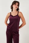 Lela Regular Fit Dantelli Yumuşak Dokulu Sabahlıklı Kadife Bayan Pijama Takımı 6095545W4 MOR