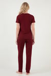 Lela Regular Fit Desenli Bisiklet Yaka Kısa Kollu Kadın Pijama Takımı 65770823 BORDO