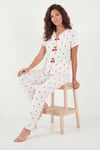 Lela Regular Fit Desenli V Yaka Kısa Kollu Kadın Pijama Takımı 65770836 BEYAZ