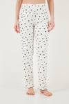 Lela Regular Fit Desenli V Yaka Kısa Kollu Kadın Pijama Takımı 65770836 BEYAZ-SİYAH