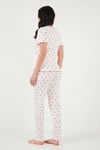 Lela Regular Fit Desenli V Yaka Kısa Kollu Kadın Pijama Takımı 65770836 BEYAZ-KIRMIZI