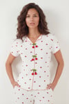 Lela Regular Fit Desenli V Yaka Kısa Kollu Kadın Pijama Takımı 65770836 BEYAZ