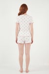 Lela Regular Fit Desenli V Yaka Şortlu Kadın Pijama Takımı 65770837 BEYAZ