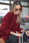 Lela Regular Fit Dik Yaka Yumuşak Dokulu Triko Bayan Kazak 4616222 BORDO