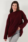 Lela Regular Fit Dik Yaka Yumuşak Dokulu Triko Bayan Kazak 4616222 BORDO