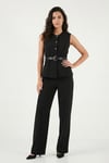 Lela Regular Fit Düğme Kemer Detaylı Yelekli Bayan Takım 6928891 SİYAH