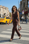 Lela Regular Fit Düğme Kemer Detaylı Yelekli Bayan Takım 6928891 MÜRDÜM