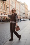 Lela Regular Fit Ekoseli Gömlek Detaylı Triko Bayan Takım 59136596 KAHVE