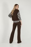 Lela Regular Fit Ekoseli Gömlek Detaylı Triko Bayan Takım 59136596 KAHVE