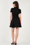 Lela Regular Fit Fermuarlı Polo Yaka Kısa Kollu Pileli Süet Bayan Elbise 5866438 SİYAH