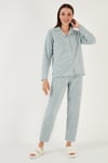 Lela Regular Fit Gömlek Yaka Önden Düğmeli Polar Kadın Pijama Takımı 6571009W4 MİNT