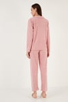 Lela Regular Fit Gömlek Yaka Önden Düğmeli Polar Kadın Pijama Takımı 6571009W4 PUDRA