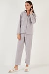 Lela Regular Fit Gömlek Yaka Önden Düğmeli Polar Kadın Pijama Takımı 6571009W4 GRİ