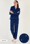 Lela Regular Fit Gömlek Yaka Önden Düğmeli Polar Kadın Pijama Takımı 6571009W4 LACİVERT