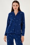 Lela Regular Fit Gömlek Yaka Önden Düğmeli Polar Kadın Pijama Takımı 6571009W4 LACİVERT