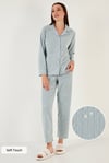 Lela Regular Fit Gömlek Yaka Önden Düğmeli Polar Kadın Pijama Takımı 6571009W4 MİNT