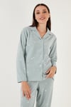 Lela Regular Fit Gömlek Yaka Önden Düğmeli Polar Kadın Pijama Takımı 6571009W4 MİNT