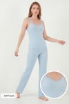 Lela Regular Fit Güpür Detaylı Askılı Yuvarlak Yaka Kadın Pijama Takımı 65770822 MAVİ