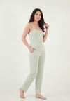 Lela Regular Fit Güpür Detaylı Askılı Yuvarlak Yaka Kadın Pijama Takımı 65770822 YEŞİL