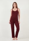 Lela Regular Fit Güpür Detaylı Askılı Yuvarlak Yaka Kadın Pijama Takımı 65770822 BORDO