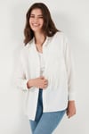 Lela Regular Fit Güpürlü Cep Detaylı Uzun Kollu Bayan Gömlek 6773215 BEYAZ