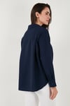 Lela Regular Fit Güpürlü Cep Detaylı Uzun Kollu Bayan Gömlek 6773215 LACİVERT