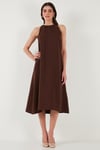 Lela Regular Fit Halter Yaka Midi Boy Kadın Elbise 67810049 KAHVE